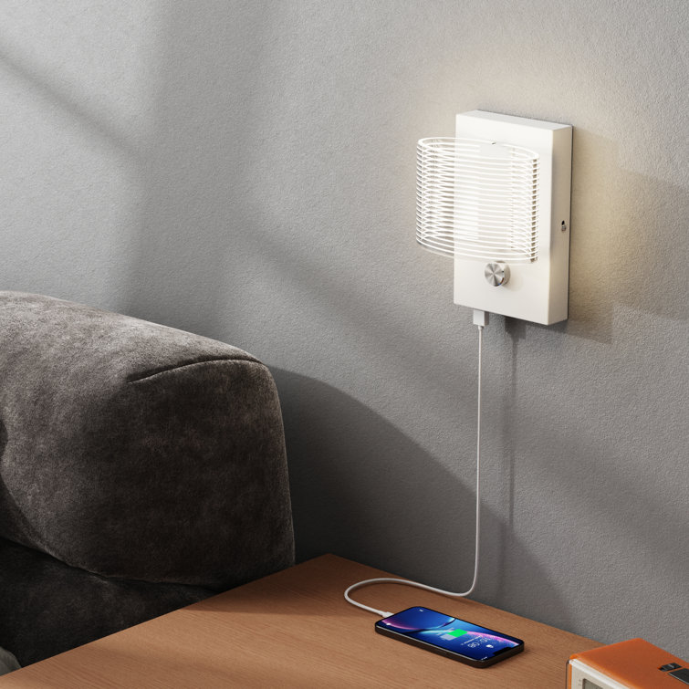 Symple Stuff Wall Sconce LED Wall Lamp With Dimmer Switch And USB